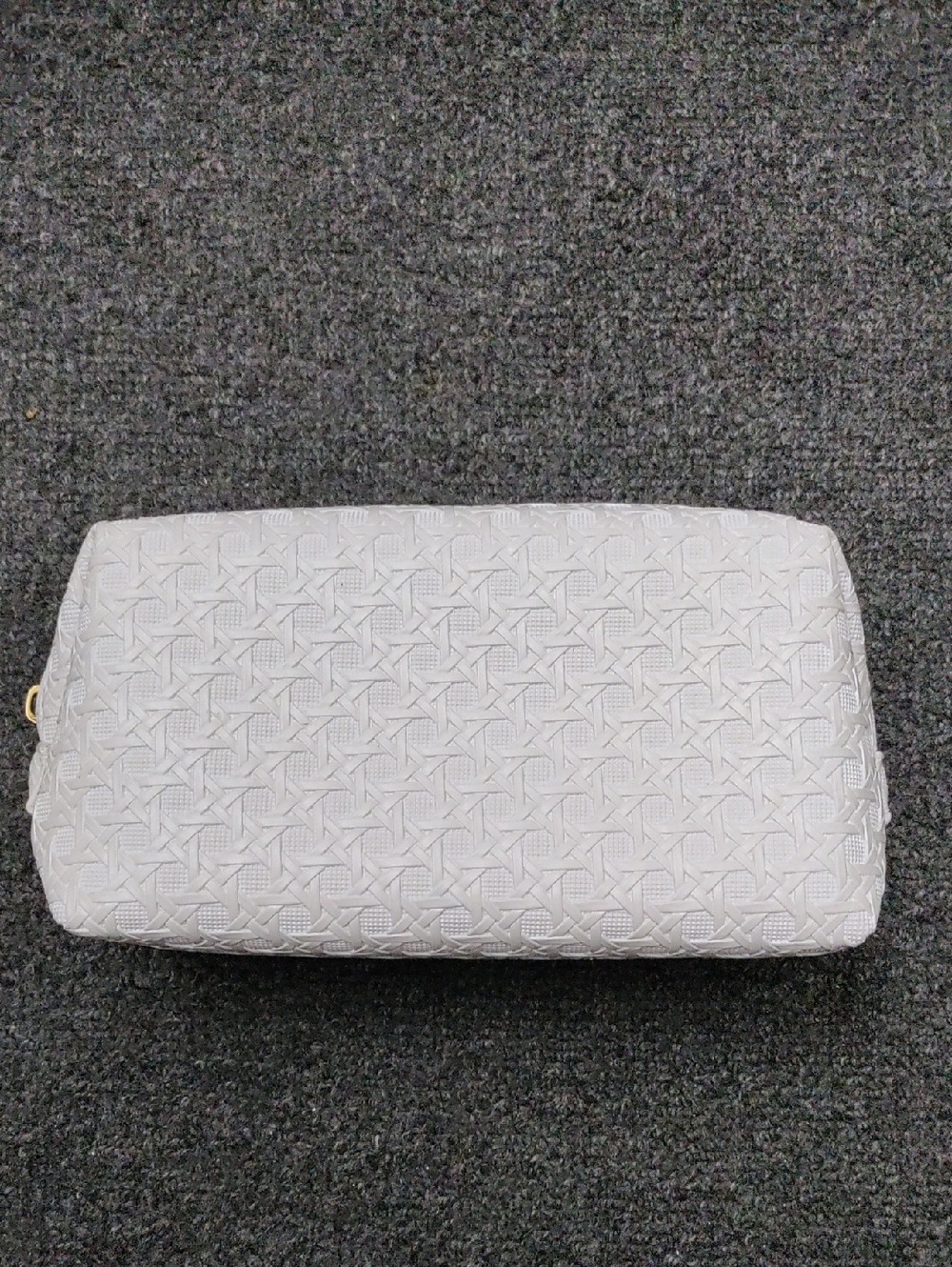 Tory Burch White Textured Cosmetic Pouch